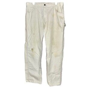 White Dickies Distressed Work Wear Carpenter Pants